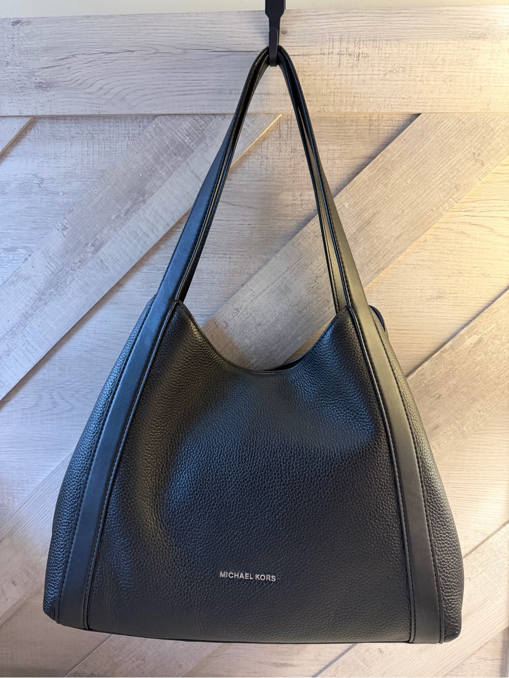 Michael Kors Black Pebbled Leather Shoulder Tote